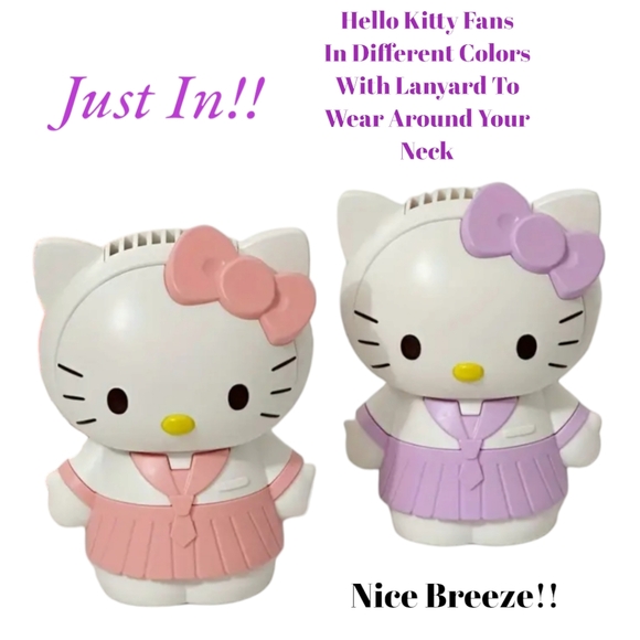 Just In!! HELLO KITTY Strong Flow Air Breeze Mini Cute Fan W/Lanyard + C.Cable - Picture 4 of 16